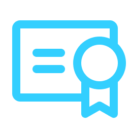 Blue certificate graphic badge