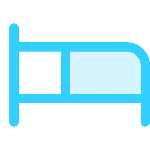 Minimalistic bed symbol in blue